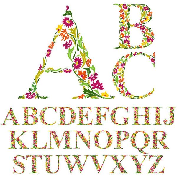 Fleur avec vecteur de l'alphabet de décor  