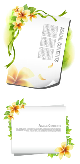 Flower with white paper vector card  
