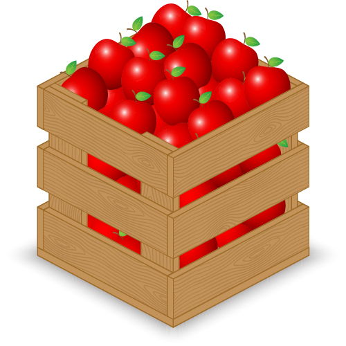 Fruits with wooden crate vector graphics 03  