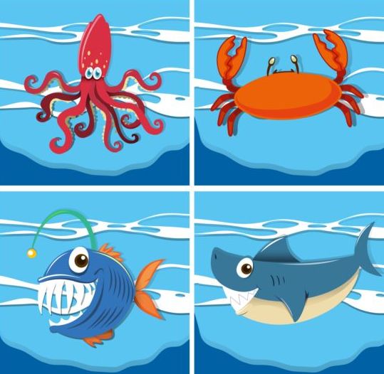 Grappige mariene dieren cartoon vector 01  