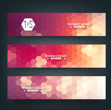 Geometric shapes mosaic vector banners 05  