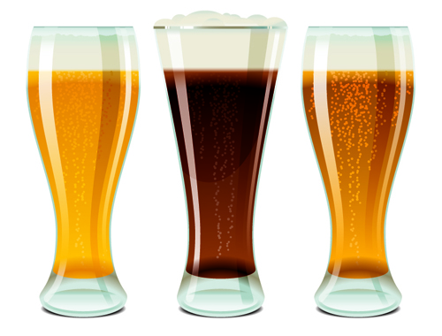 Glass cups with beer vector graphics 01  