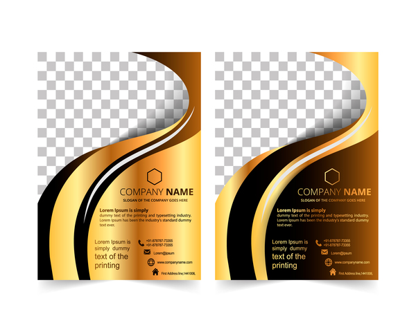 Golden company brochure cover template vector 18  