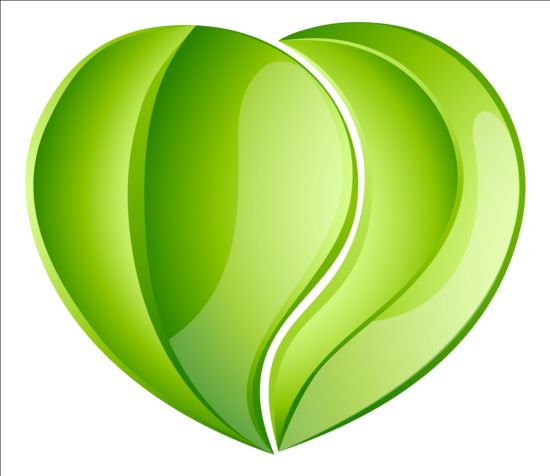 Vettore di cuore foglie verdi  