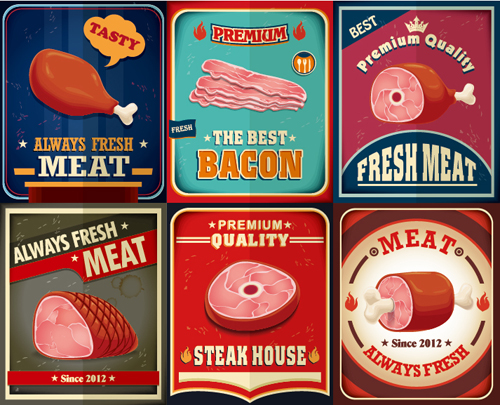 Grunge vintage styles food poster vector 08  