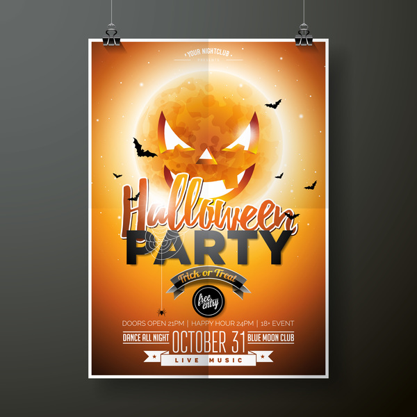 Halloween flyer with poster cover template vector 01  