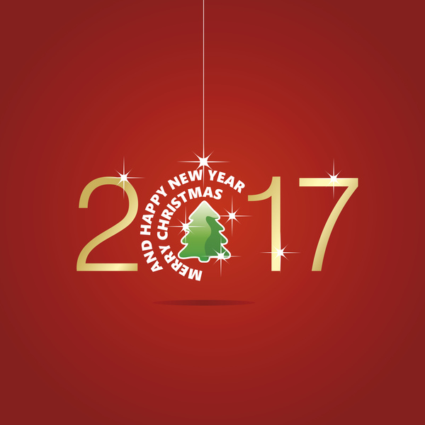 Felice anno nuovo 2017 Natale palla albero rosso vettore  