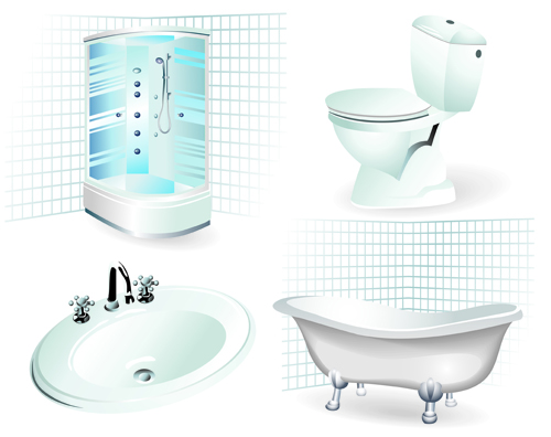 bathroom design elements vector Illustration 02  