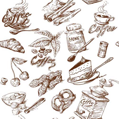 Hand drawn Illustrations Food elements vector 02  