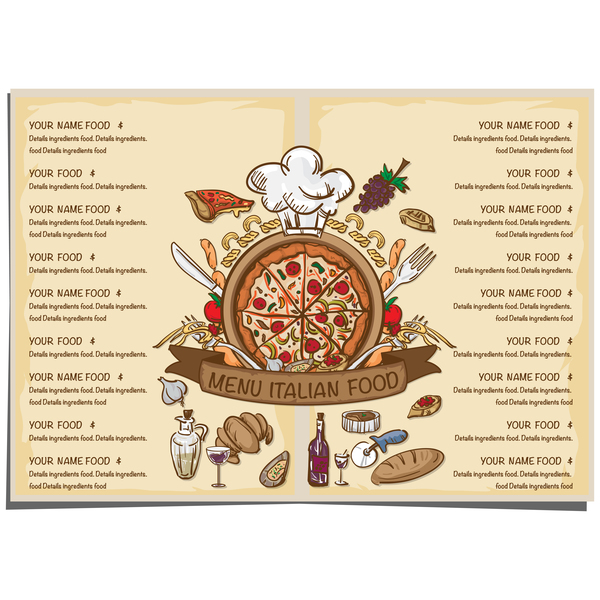Italian food menu template vector design 01  