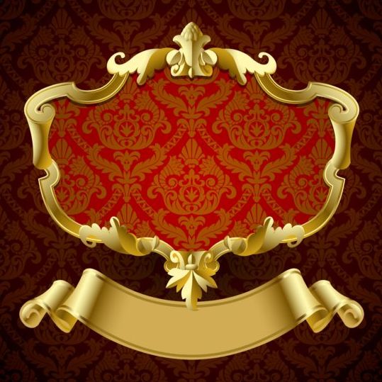 Luxury frame with golden ribbon vector  