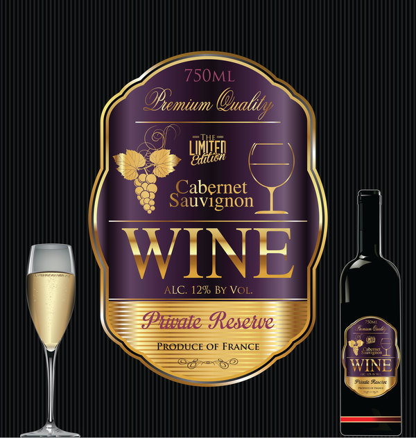 Luxe gouden wijn Label design vector 05  