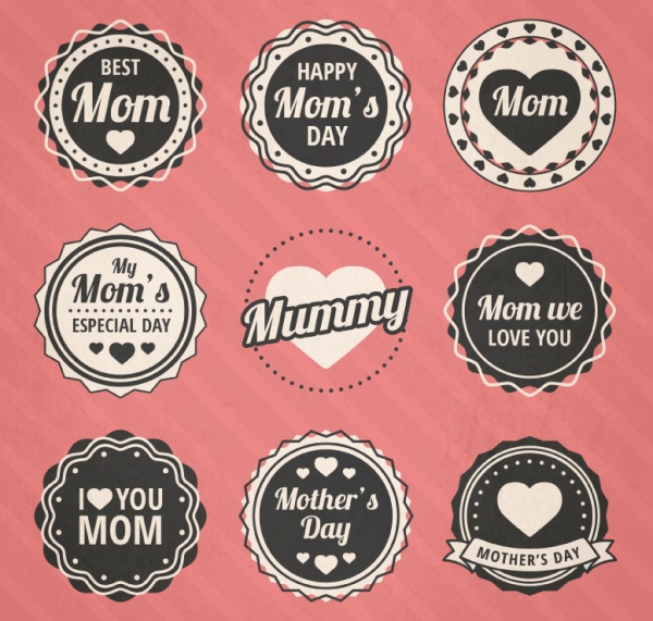 Mother's day badge vector material  