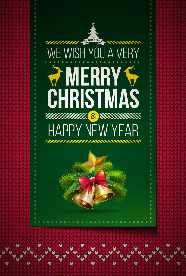 New year with christmas card and fabric background vector 01  