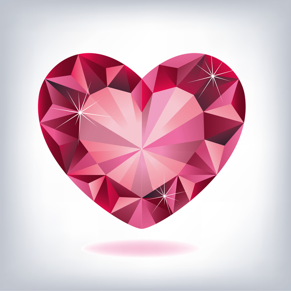 Rote Herzformdiamant-Vektorillustration 02  
