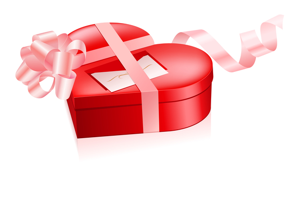 Boîte de cadeau de coeur rouge Saint-Valentin avec vecteur de ruban rose  