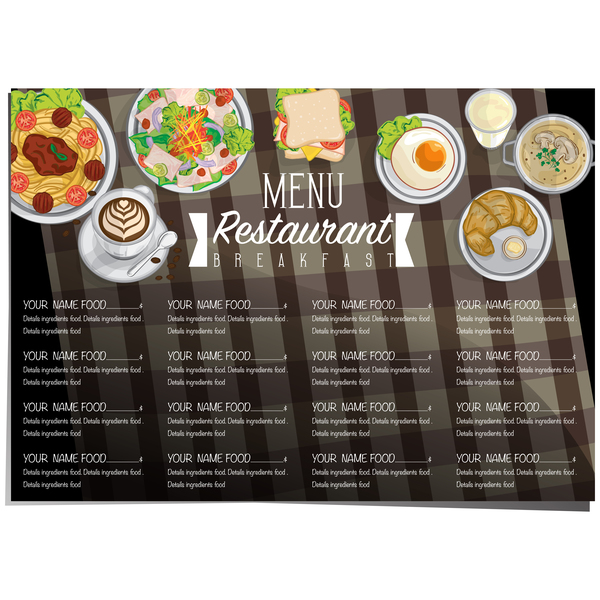 Restawrant breakfast menu with price list vector design 03  