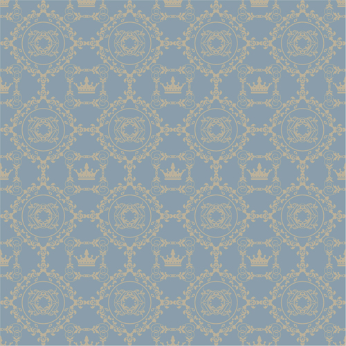Retro floral with crown vector seamless pattern 14  