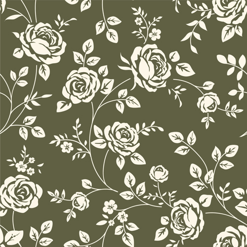 Retro roses seamless patterns design vector 01  