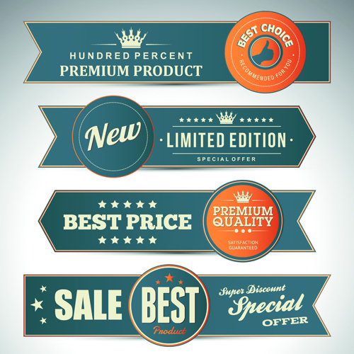 Retro style sale banners set vector 02  