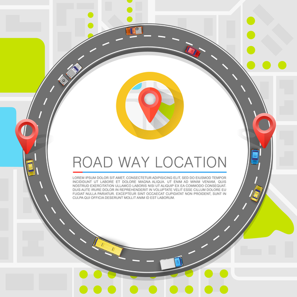 Road way location coordinate infographic vector 15  