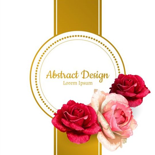 Rose with ornate golden card vector 02  