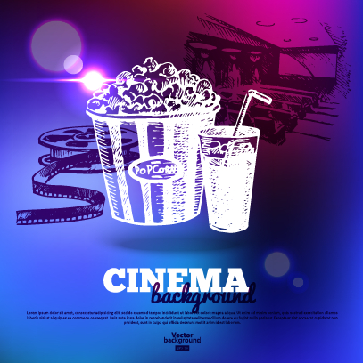 Shiny cinema neon light vector background 01  