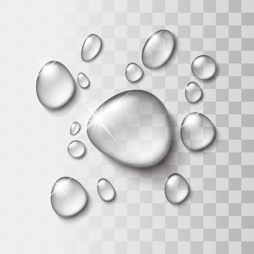 Shiny water drops vector illustration set 01  