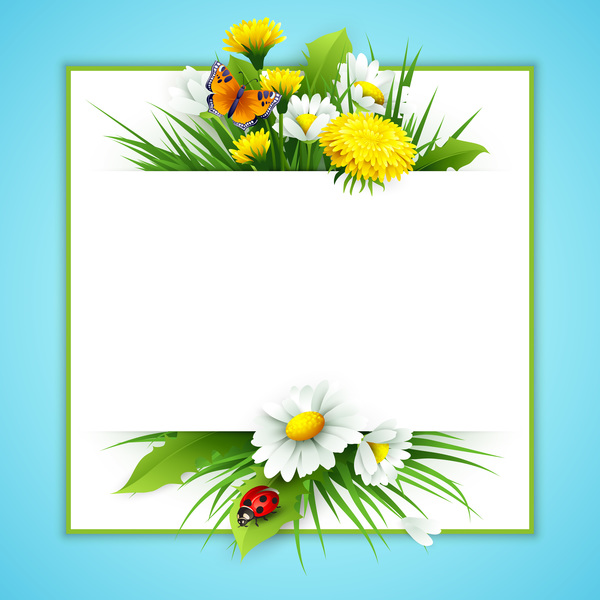 Spring flower frame vectors material 03  