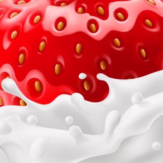 Aardbeien met melk vector  