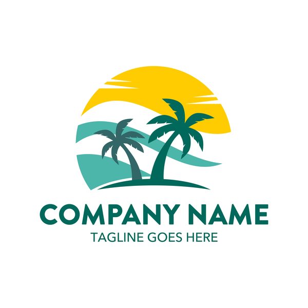 Summer logos with palm tree vectors 07  