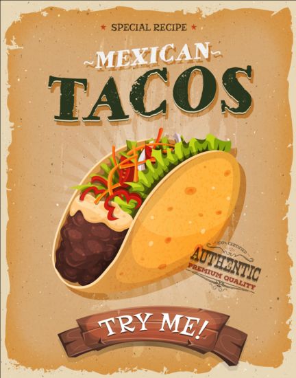 Tacos vintage affisch vektor  