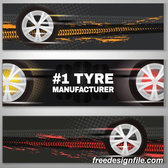 Tire printed abstract banner vector  