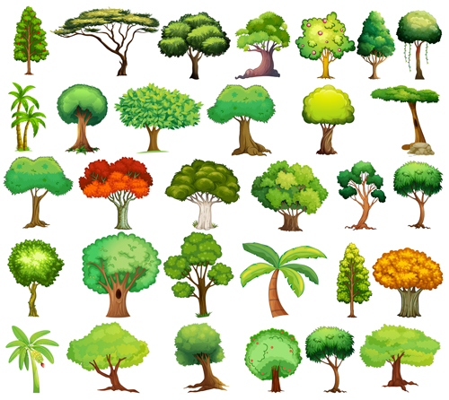 Various tree vectors material set 01  