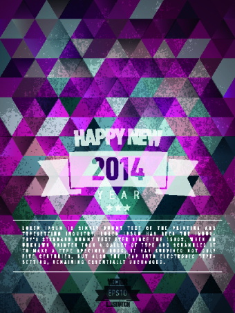 Vintage 2014 New Year holiday backgrounds vector set 03  