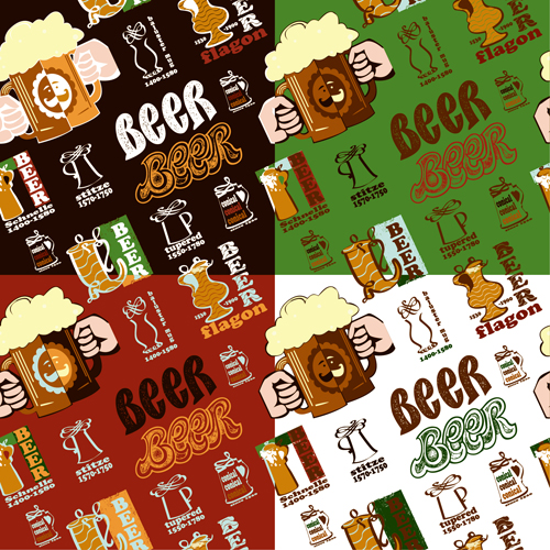 Vintage beer seamless pattern vector 03  