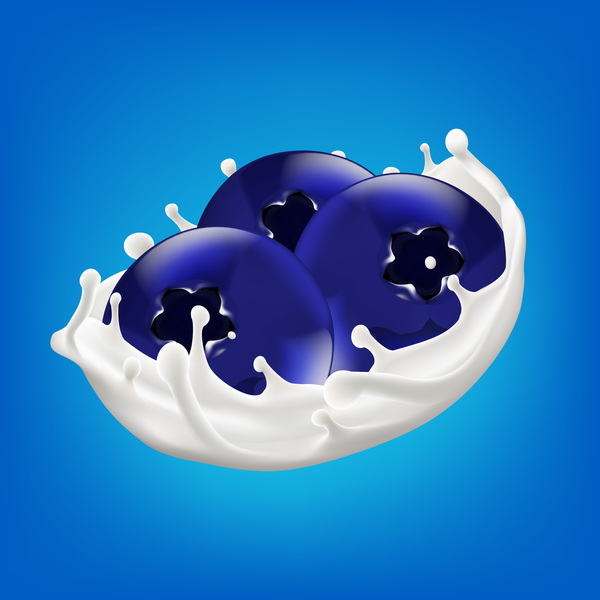 Berry avec illustration vectorielle de lait splash 03  