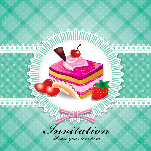 Cute cake cards design elements vector 05  