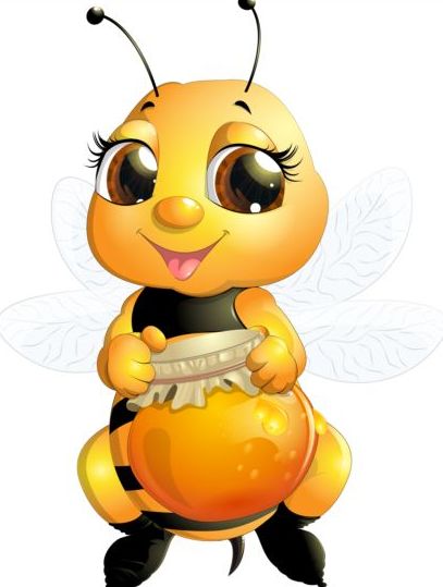 사랑 스러운 만화 꿀벌 세트 벡터 25  