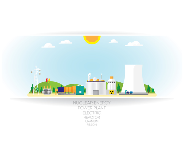 nuclear energy white background vector  