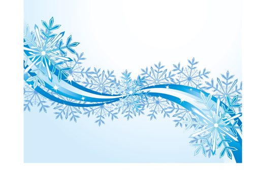 Set of snowflake with waves backgrounds art vector 01  