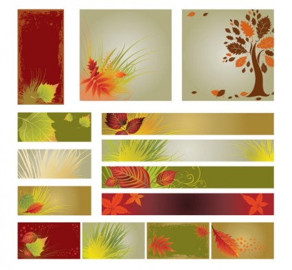 Autumn flag banner with background vector  