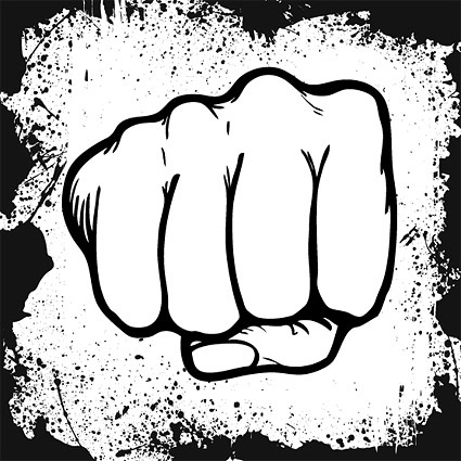 fist and ink border vector  