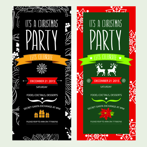 2015 Christmas party invitation banners vector 02  