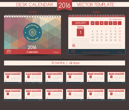 2016 New year desk calendar vector material 106  