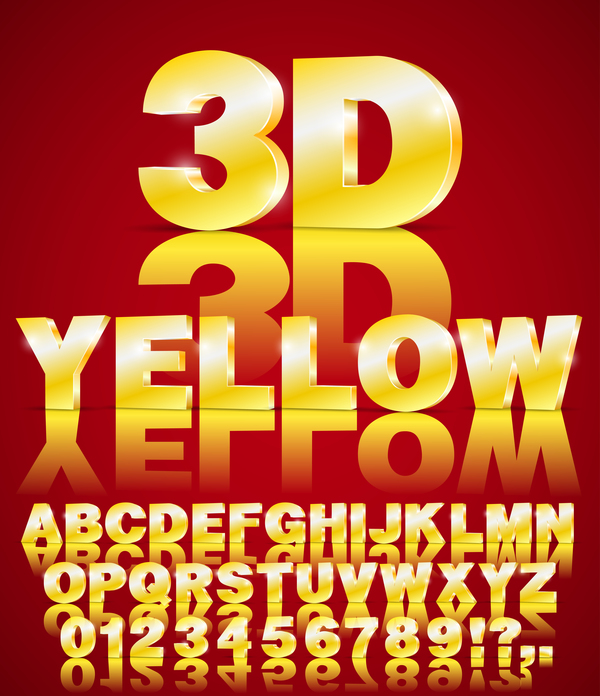 グラデーション 3 D 黄色字数ベクトル材料  