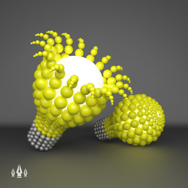 Illustration de l'ampoule 3D avec le vecteur de modèle idée 01  