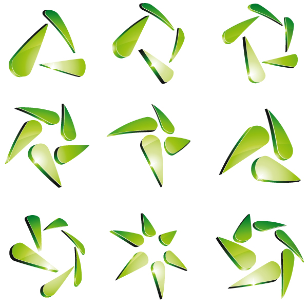 Green 3D logo design vector 04  