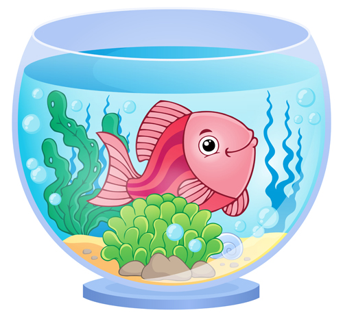 Aquarium with fish cartoon vector set 09  