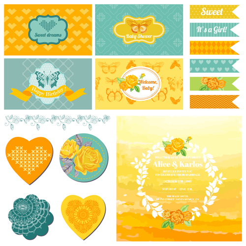 Baby scrap elements kit vector 03  